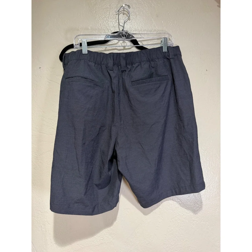Banana Republic Core Temp Mens Shorts Charcoal Gray Micro Stripe Elastic Back 37